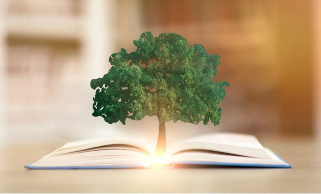 Tree coming out of book